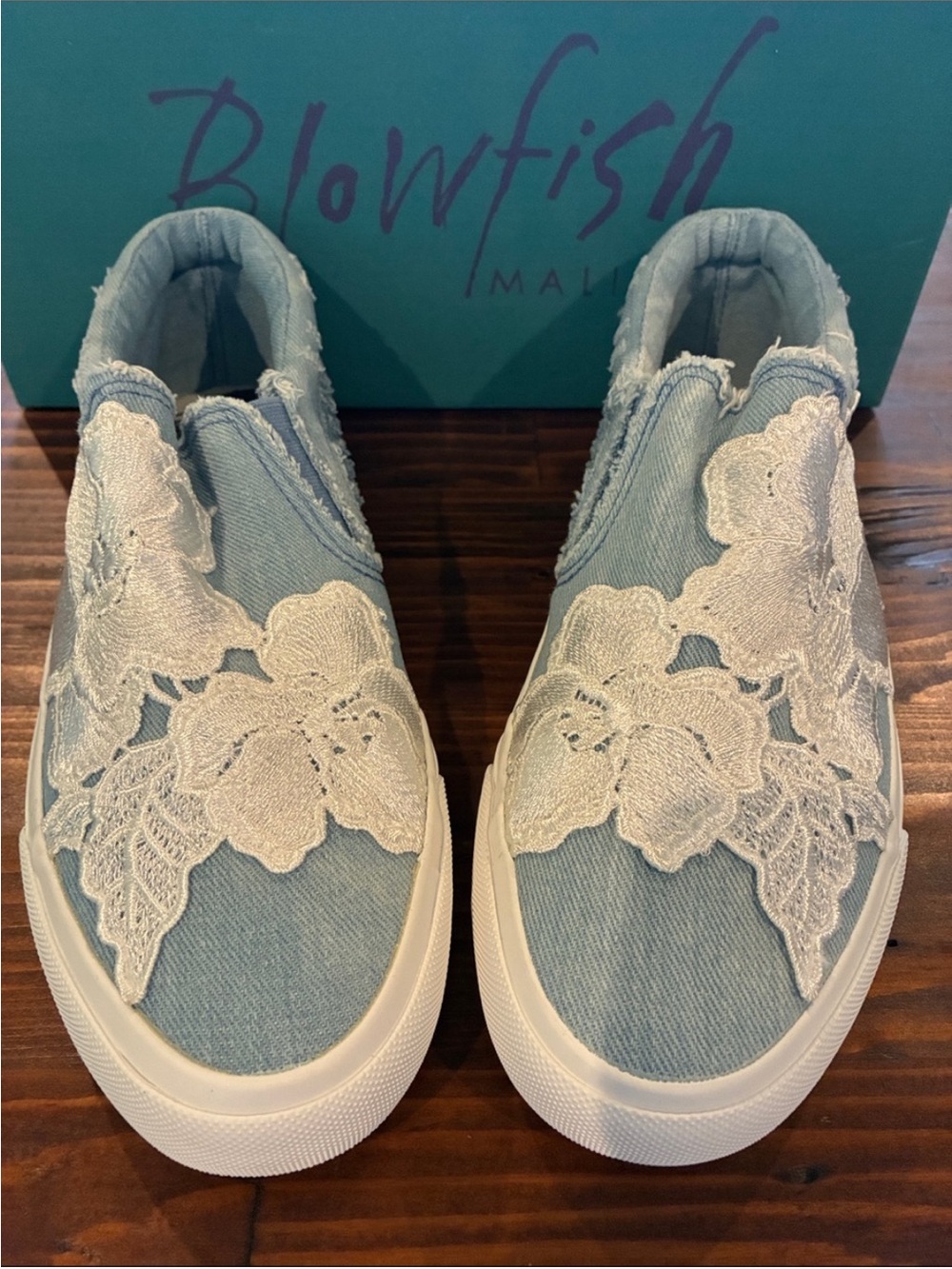 Blowfish Light Blue Denim Lace Slip-On Sneakers